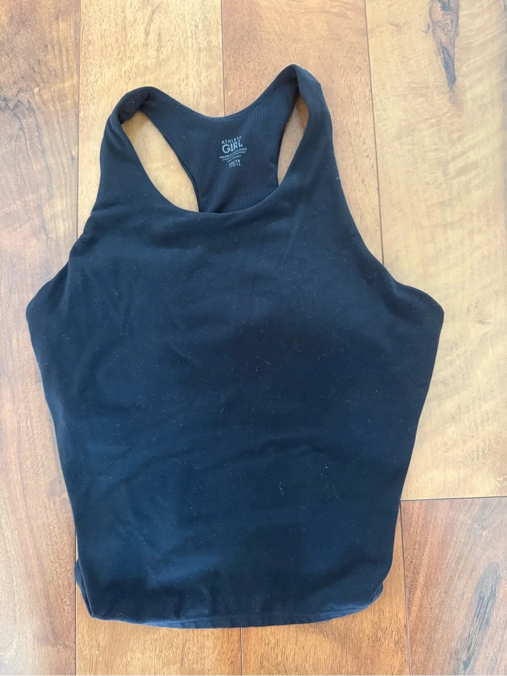 Athleta  girl cropped/fitted tank, xxl/16, black, racerback